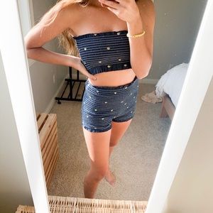 Urban Outfitters Navy Blue Peach Set
